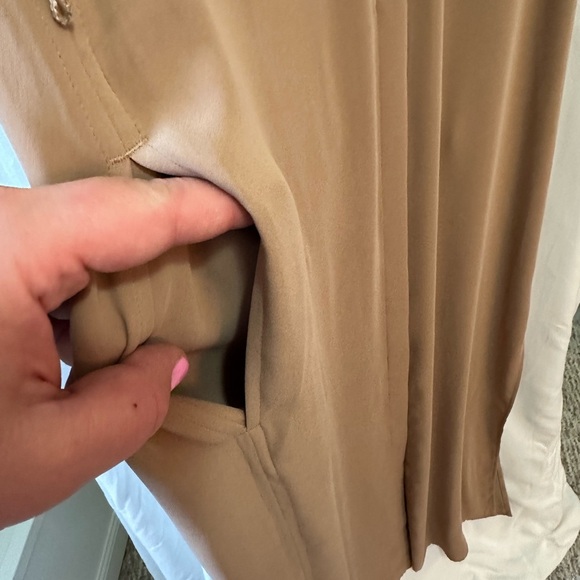 White House Black Market Tan Sleeveless Dress with pockets size 4 - Picture 6 of 11